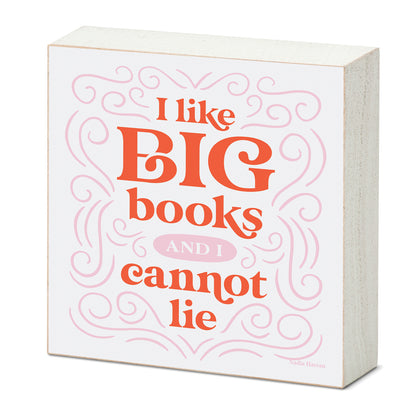 Like Big Books Freestanding Solid Wood Block Sign Made in the USA 3.75” Square