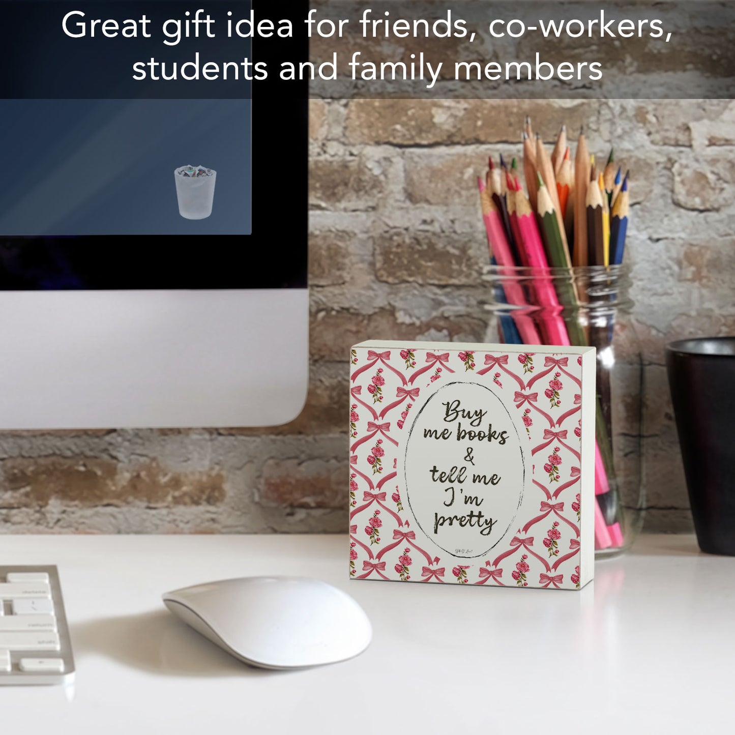 Buy Me Books Freestanding Solid Wood Block Sign Made in the USA 3.75” Square