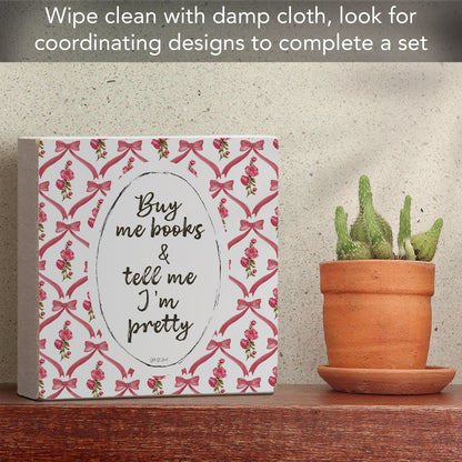 Buy Me Books Freestanding Solid Wood Block Sign Made in the USA 3.75” Square