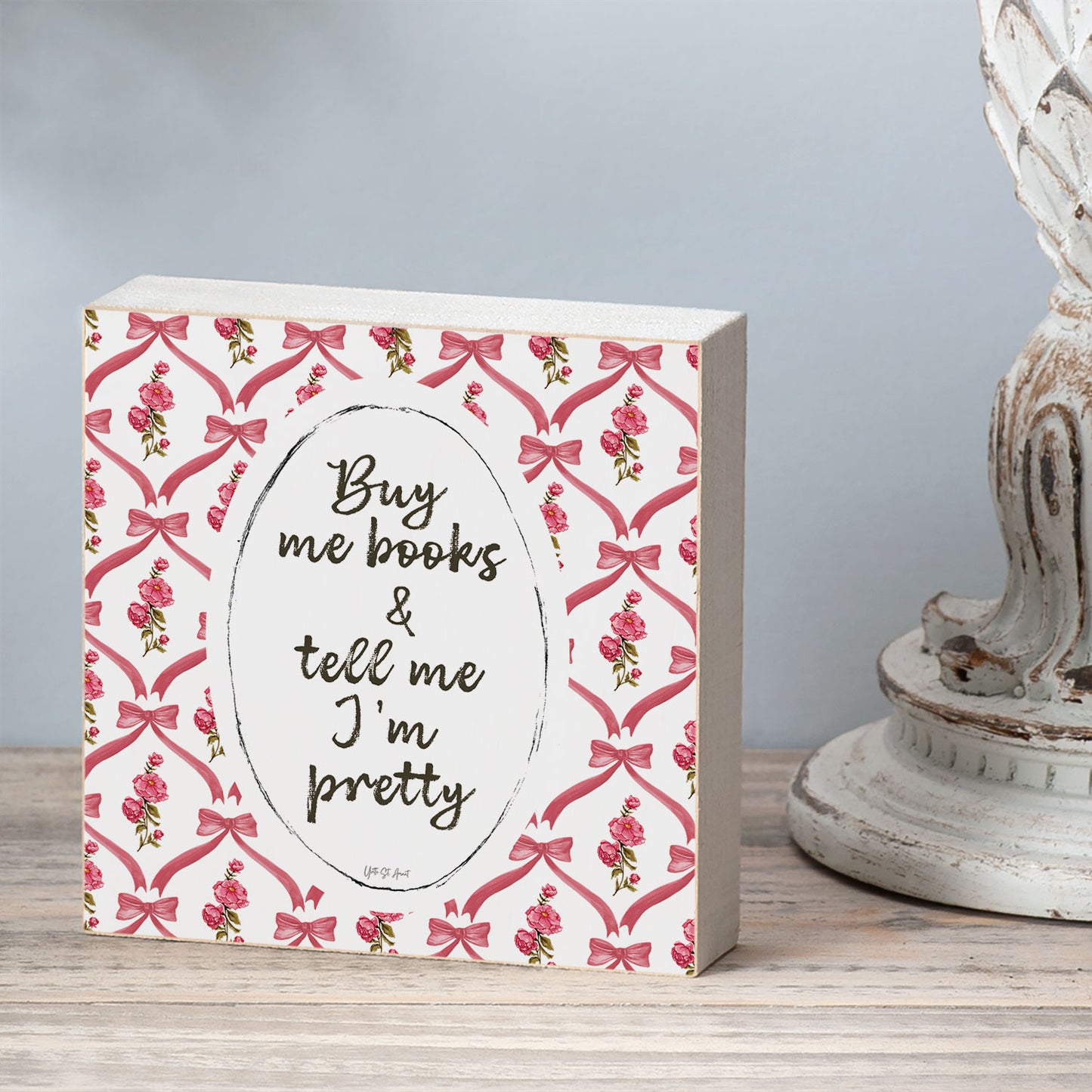 Buy Me Books Freestanding Solid Wood Block Sign Made in the USA 3.75” Square