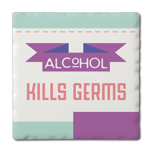Thirstystone Alcohol Kills Germs Single Tumbled Tile Stone Coaster with Protective Cork Backing Manufactured in The USA 4" Square, Artistic, Easily Wipes Clean