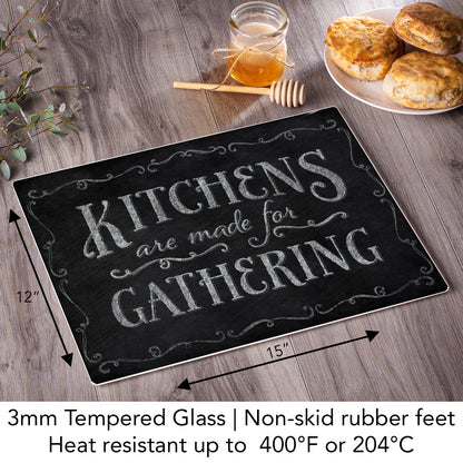 CounterArt Chalk It Up Kitchen 3mm Tempered Glass Cutting Board 15” x 12” Manufactured in the USA
