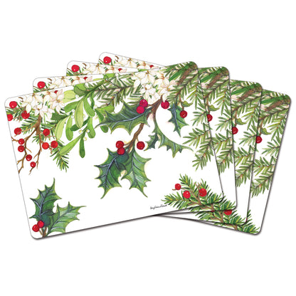 Cala Home Balsam & Berries Premium Decorative Hardboard Placemats 4 Pack Manufactured in the USA