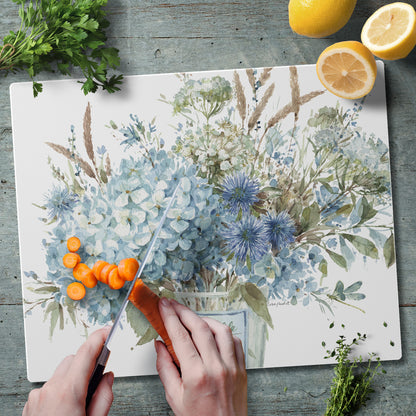 CounterArt Bohemian Blue 3mm Tempered Glass Cutting Board 15" x 12" Manufactured in the USA