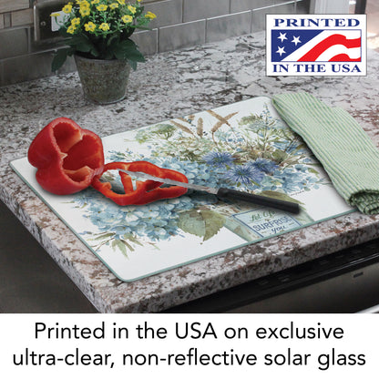 CounterArt Bohemian Blue 3mm Tempered Glass Cutting Board 15" x 12" Manufactured in the USA