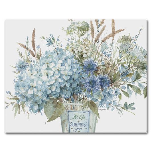 CounterArt Bohemian Blue 3mm Tempered Glass Cutting Board 15" x 12" Manufactured in the USA