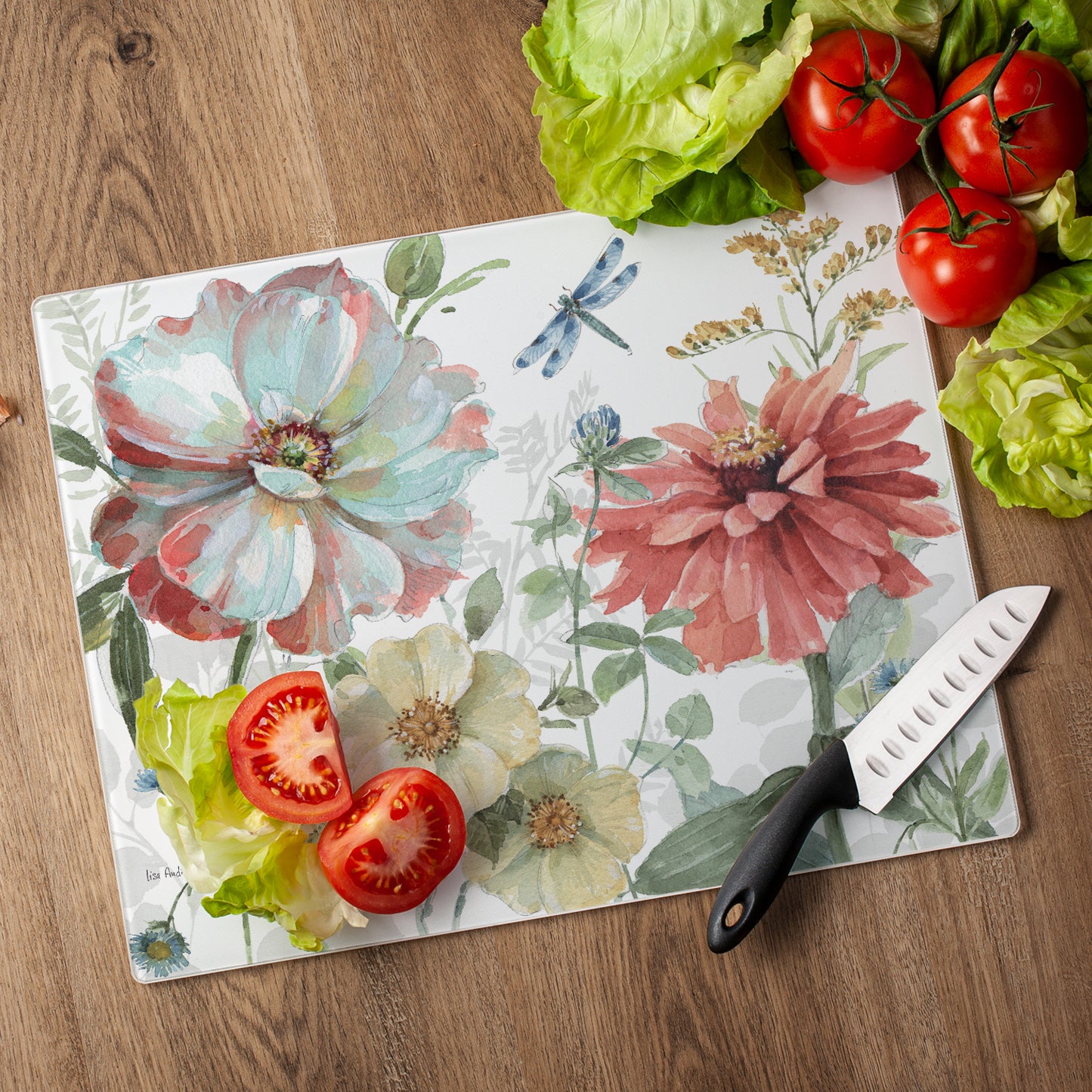 CounterArt Spring Meadow 3mm Tempered Glass Cutting Board 15” x 12” Manufactured in the USA