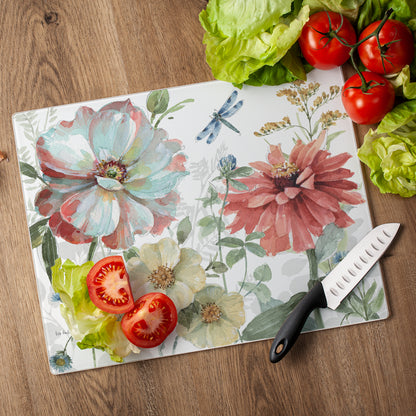 CounterArt Spring Meadow 3mm Tempered Glass Cutting Board 15” x 12” Manufactured in the USA