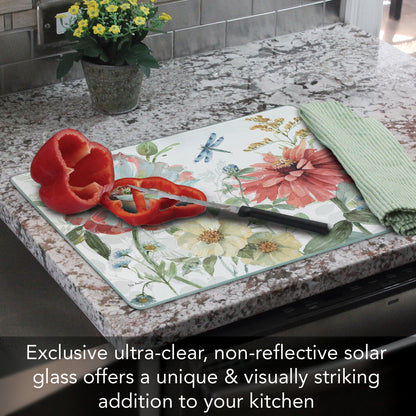 CounterArt Spring Meadow 3mm Tempered Glass Cutting Board 15” x 12” Manufactured in the USA
