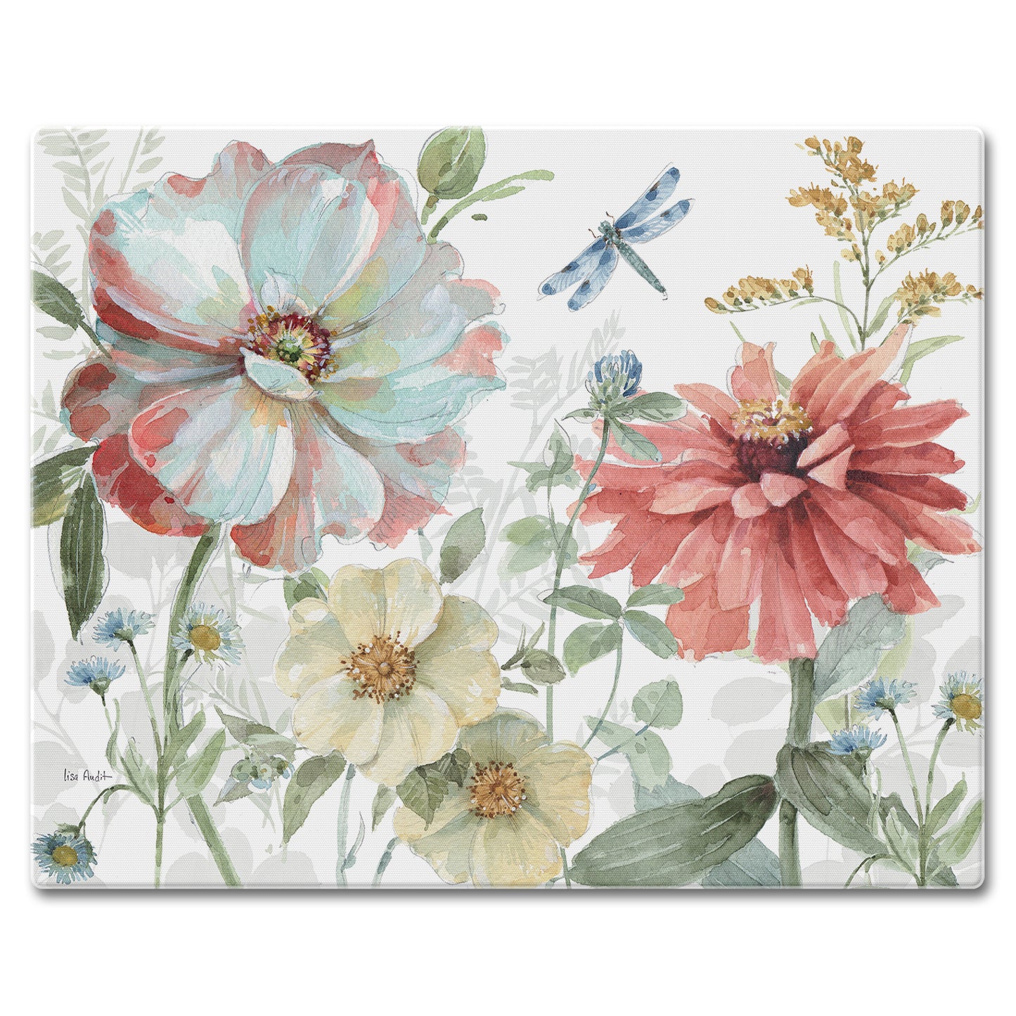 CounterArt Spring Meadow 3mm Tempered Glass Cutting Board 15” x 12” Manufactured in the USA