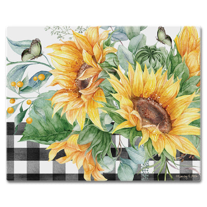 CounterArt Sunflower Fields 3mm Tempered Glass Cutting Board 12" x 15" Manufactured in the USA