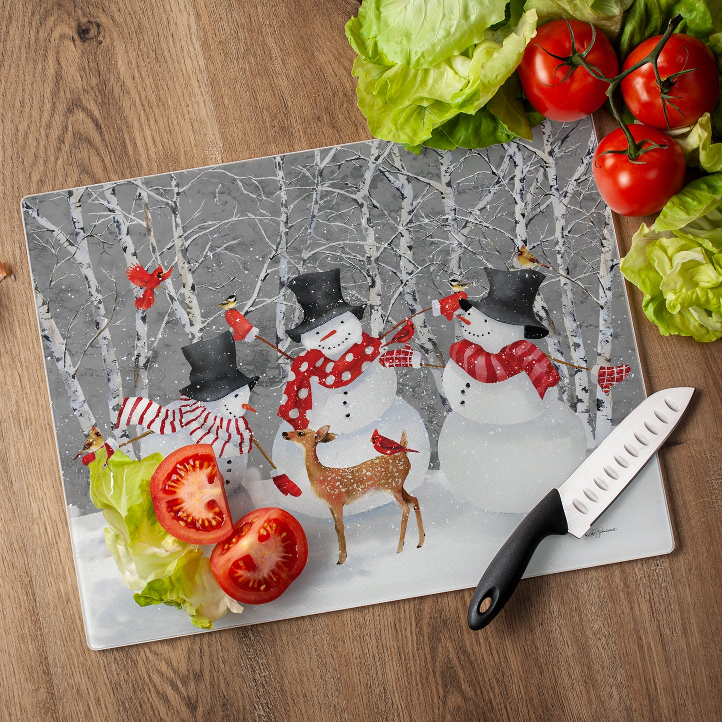 CounterArt Snow Day 3mm Tempered Glass Cutting Board 15” x 12” Manufactured in the USA