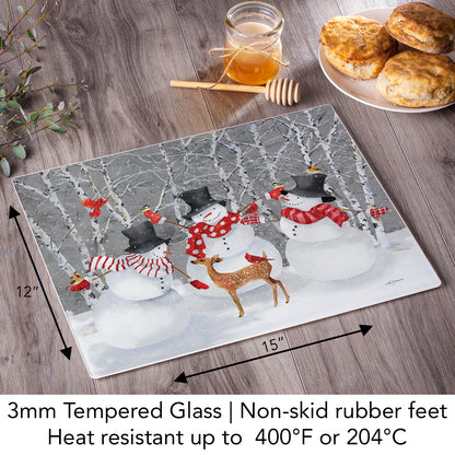 CounterArt Snow Day 3mm Tempered Glass Cutting Board 15” x 12” Manufactured in the USA