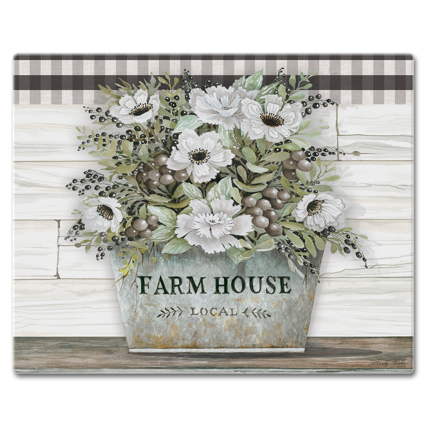 CounterArt Vintage Farmhouse 3mm Tempered Glass Cutting Board 15” x 12” Manufactured in the USA