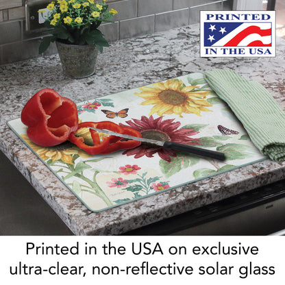 CounterArt Sunflower Splendor 3mm Tempered Glass Cutting Board 15" x 12"