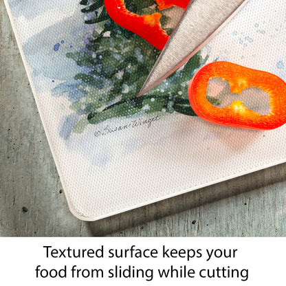 CounterArt Watercolor Snowman 3mm Tempered Glass Cutting Board 15" x 12" Manufactured in the USA