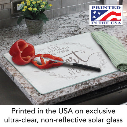 CounterArt Heart Of The Home 3mm Tempered Glass Cutting Board 15” x 12” Manufactured in the USA