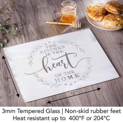 CounterArt Heart Of The Home 3mm Tempered Glass Cutting Board 15” x 12” Manufactured in the USA