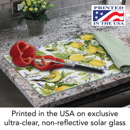 CounterArt Watercolor Lemons 3mm Tempered Glass Cutting Boards Manufactured in the USA