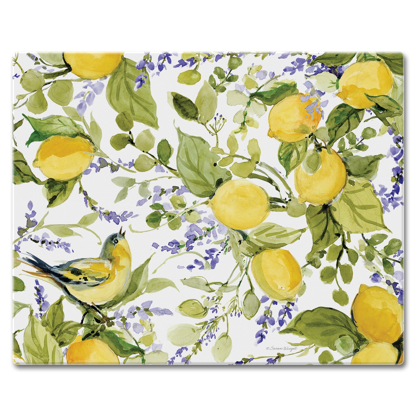 CounterArt Watercolor Lemons 3mm Tempered Glass Cutting Boards Manufactured in the USA