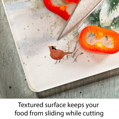 CounterArt Winter Forest Santa 3mm Tempered Glass Cutting Board 15" x 12" Manufactured in the USA