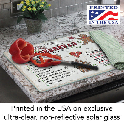 CounterArt Holiday Treats 3mm Tempered Glass Cutting Board 15" x 12" Manufactured in the USA