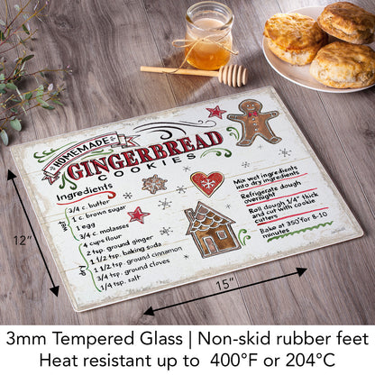 CounterArt Holiday Treats 3mm Tempered Glass Cutting Board 15" x 12" Manufactured in the USA