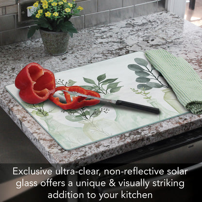 CounterArt Nature's Greenery 3mm Tempered Glass Cutting Board 15" x 12" Manufactured in the USA
