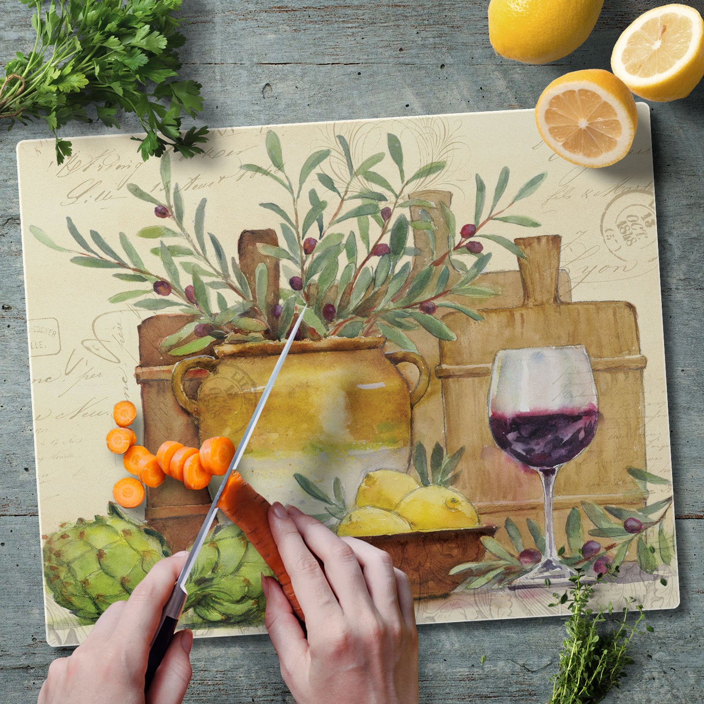 CounterArt Rustic Wine 3mm Tempered Glass Cutting Board 15” x 12” Manufactured in the USA