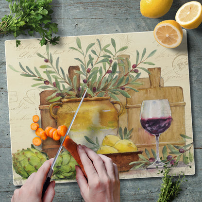 CounterArt Rustic Wine 3mm Tempered Glass Cutting Board 15” x 12” Manufactured in the USA