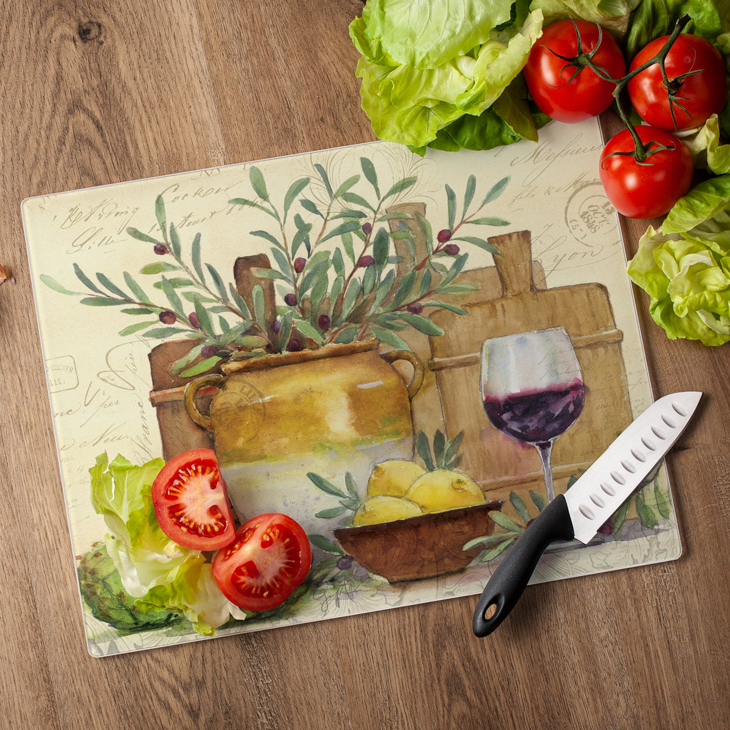 CounterArt Rustic Wine 3mm Tempered Glass Cutting Board 15” x 12” Manufactured in the USA