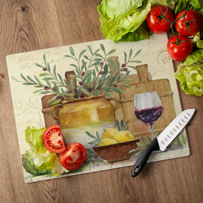 CounterArt Rustic Wine 3mm Tempered Glass Cutting Board 15” x 12” Manufactured in the USA