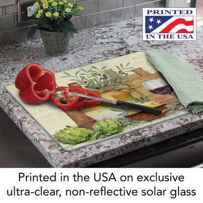 CounterArt Rustic Wine 3mm Tempered Glass Cutting Board 15” x 12” Manufactured in the USA