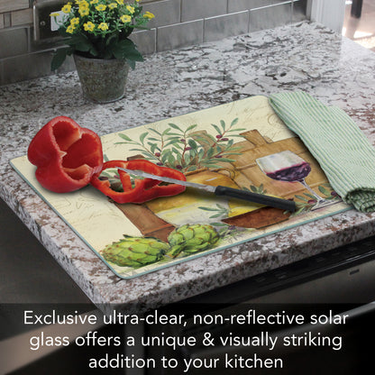 CounterArt Rustic Wine 3mm Tempered Glass Cutting Board 15” x 12” Manufactured in the USA