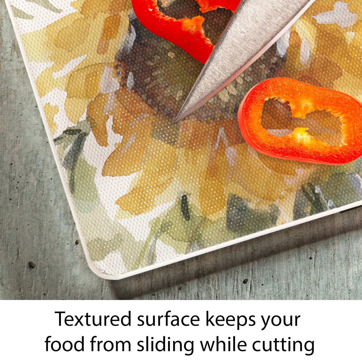 CounterArt Sunflowers Forever 3mm Tempered Glass Cutting Board 15" x 12"