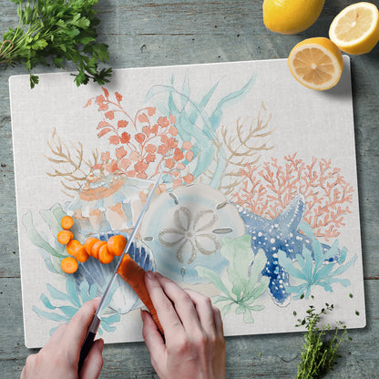 CounterArt Seaside 3mm Tempered Glass Cutting Board 12" x 15" Manufactured in the USA