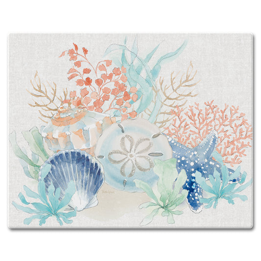 CounterArt Seaside 3mm Tempered Glass Cutting Board 12" x 15" Manufactured in the USA