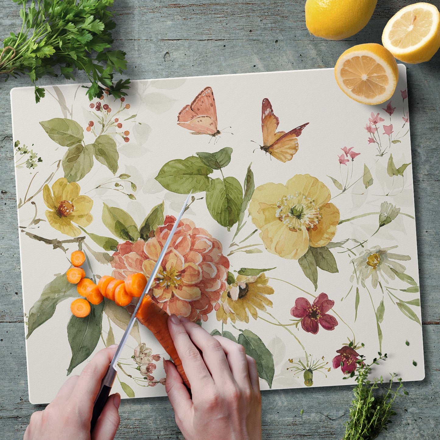 CounterArt Nature's Blessings 3mm Tempered Glass Cutting Board 15" x 12" Manufactured in the USA