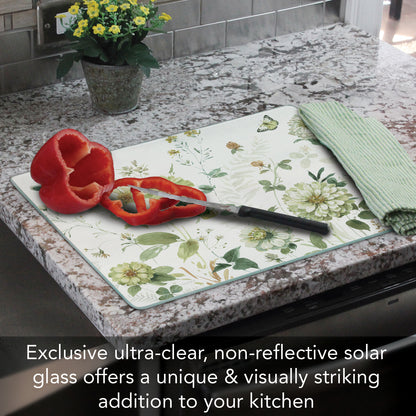 CounterArt Green Fields 3mm Tempered Glass Cutting Board 15" x 12" Manufactured in the USA