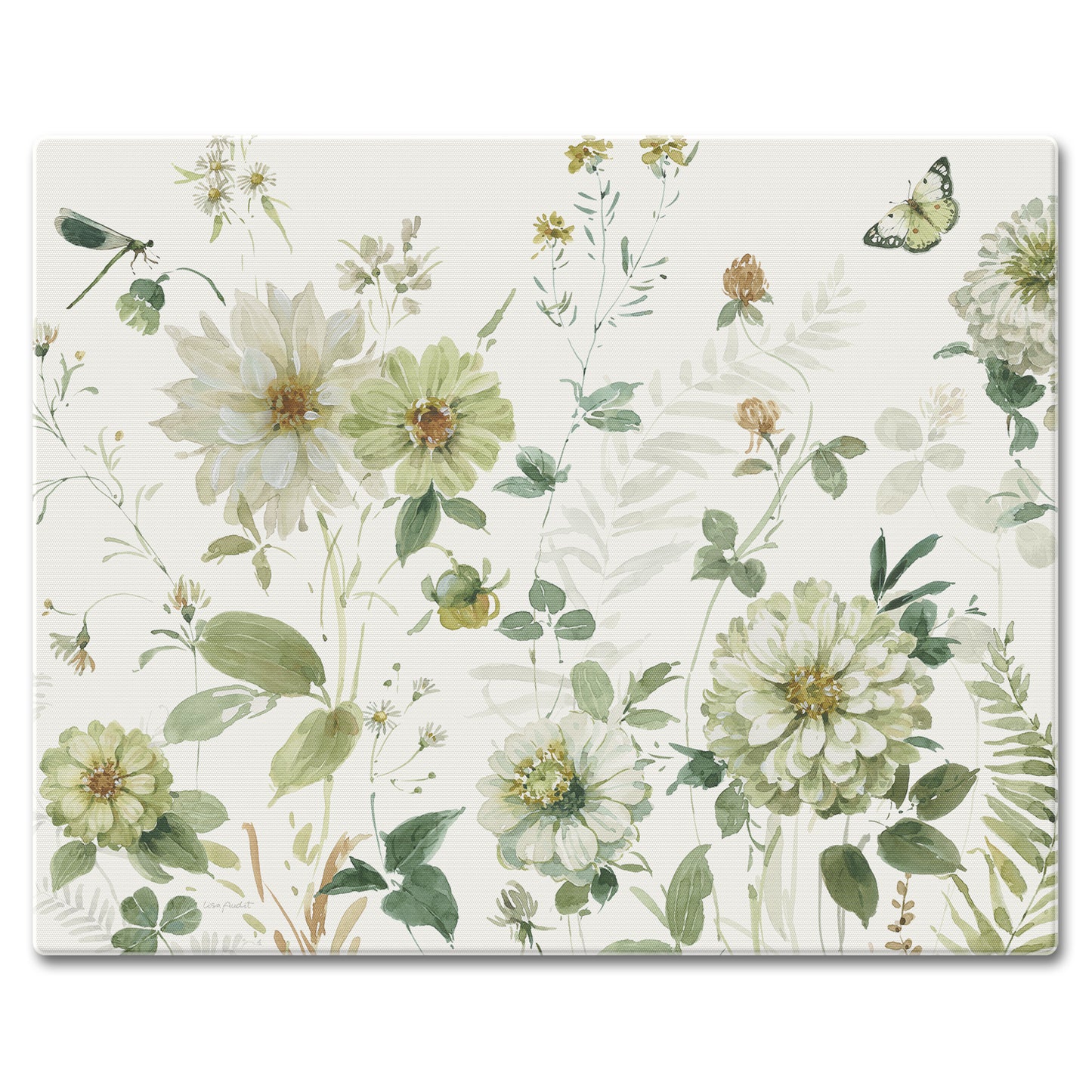 CounterArt Green Fields 3mm Tempered Glass Cutting Board 15" x 12" Manufactured in the USA