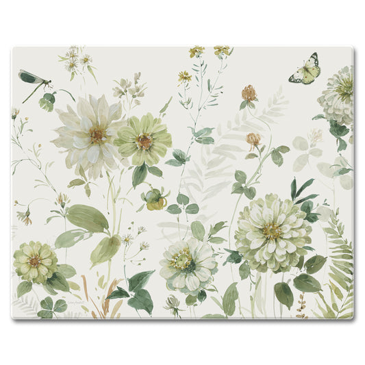 CounterArt Green Fields 3mm Tempered Glass Cutting Board 15" x 12" Manufactured in the USA