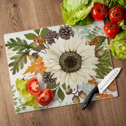CounterArt Farmhouse Fall 3mm Tempered Glass Cutting Board 15" x 12" Manufactured in the USA