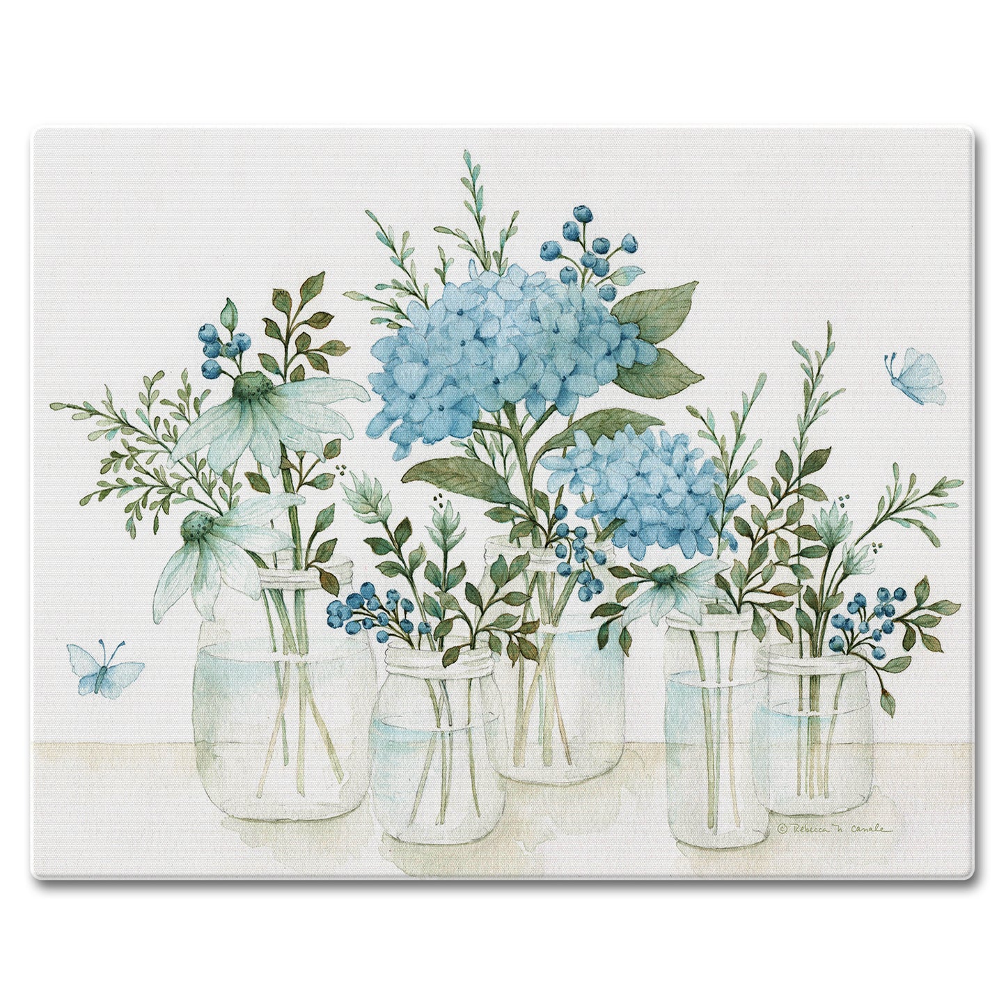 CounterArt Mason Jar Florals 3mm Tempered Glass Cutting Board Manufactured in the USA Serving Board Charcuterie Board Dishwasher Safe