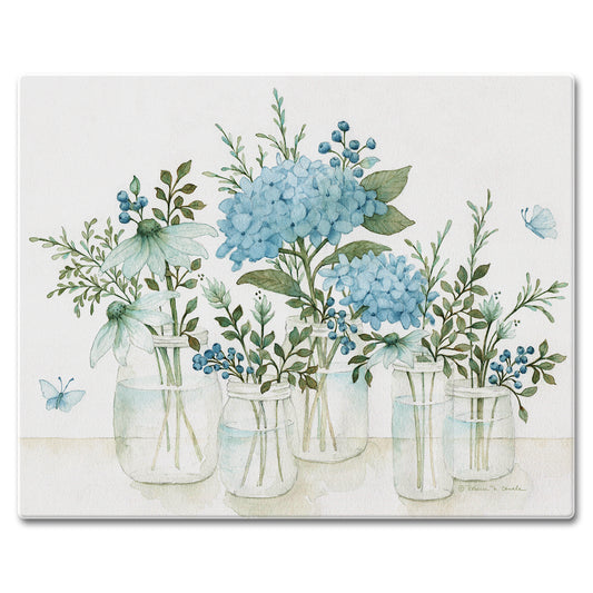 CounterArt Mason Jar Florals 3mm Tempered Glass Cutting Board Manufactured in the USA Serving Board Charcuterie Board Dishwasher Safe