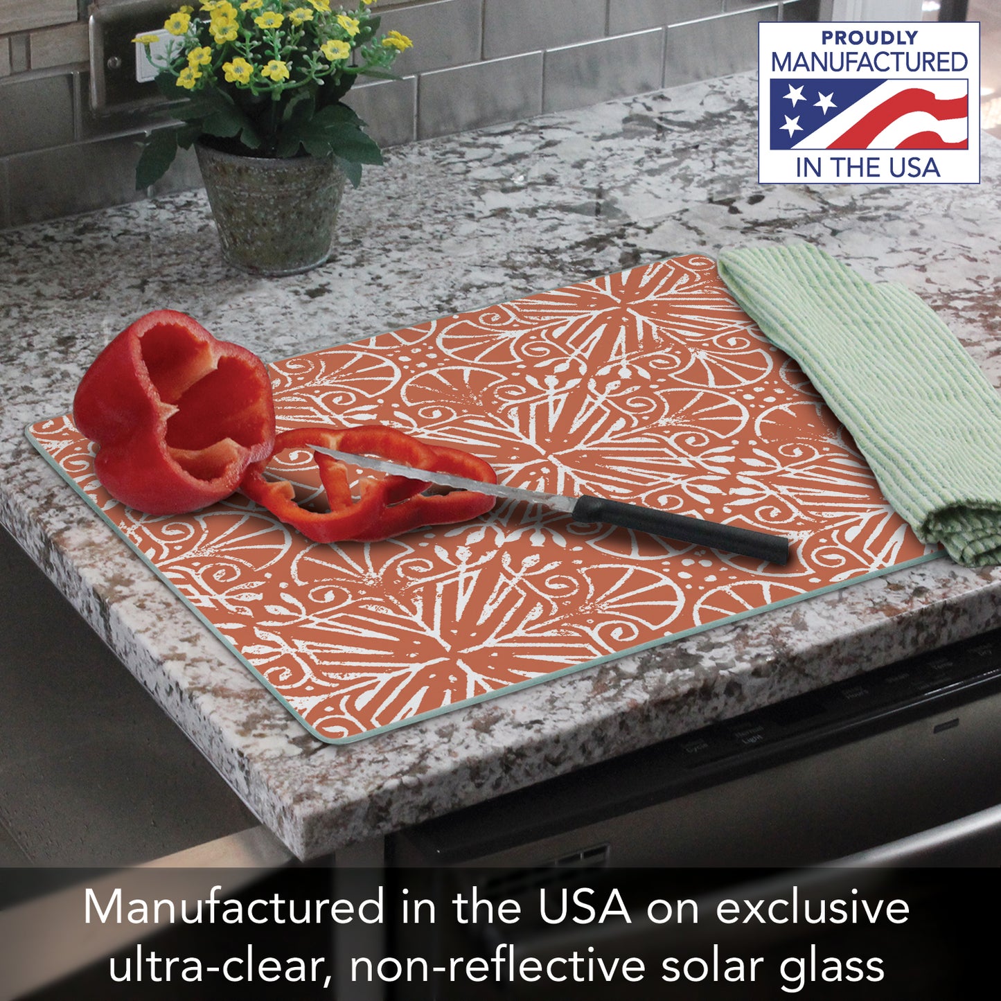 CounterArt Mohave Southwest 3mm Tempered Glass Cutting Board 15” x 12” Manufactured in the USA