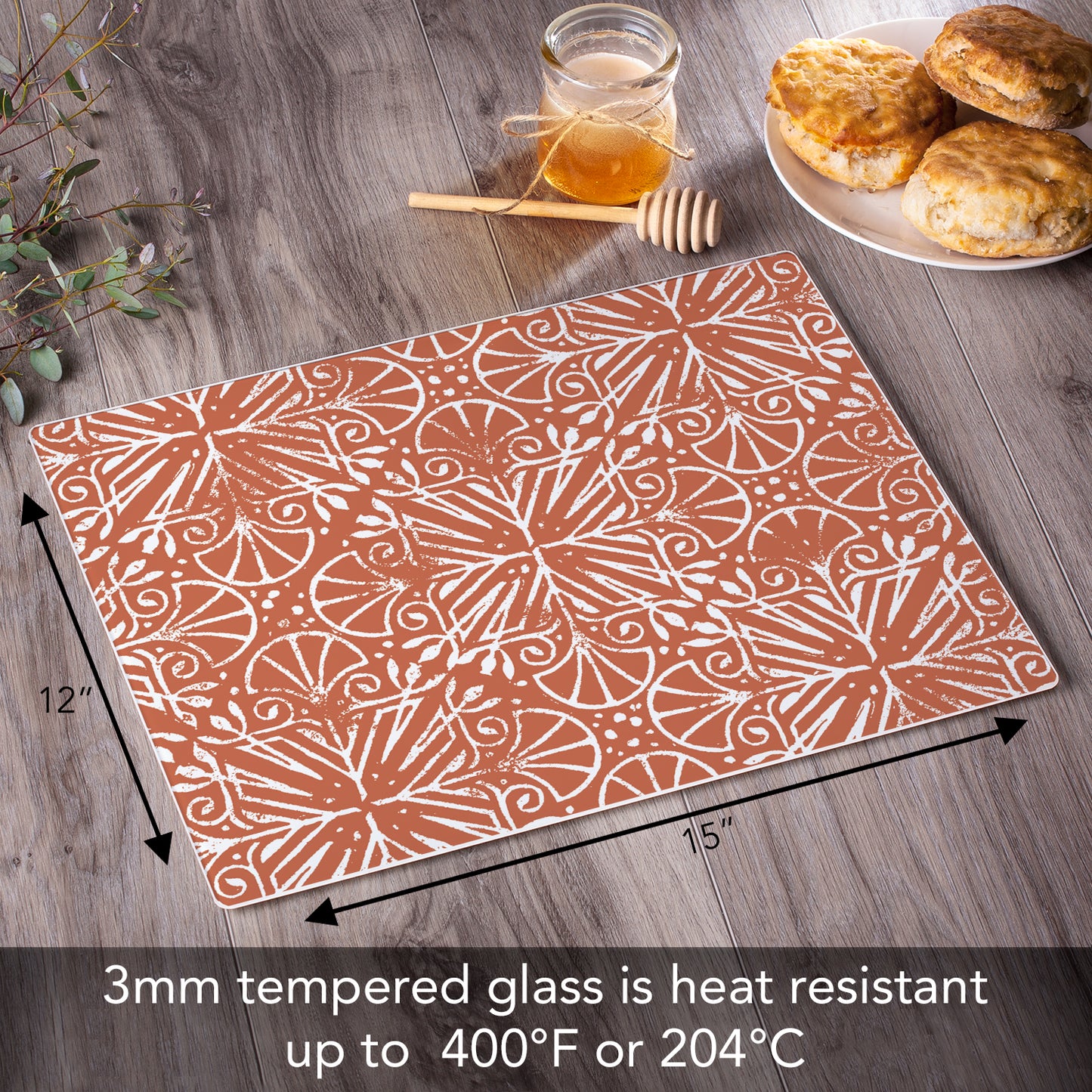 CounterArt Mohave Southwest 3mm Tempered Glass Cutting Board 15” x 12” Manufactured in the USA