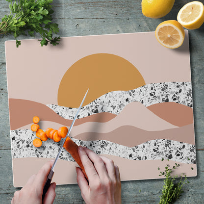 CounterArt Terrazzo Sunrise 3mm Tempered Glass Cutting Board 15” x 12” Manufactured in the USA