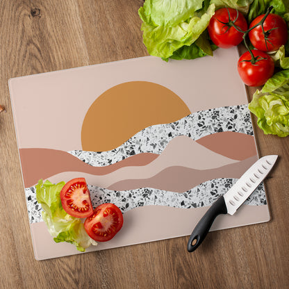CounterArt Terrazzo Sunrise 3mm Tempered Glass Cutting Board 15” x 12” Manufactured in the USA