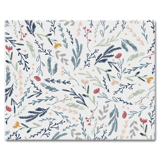 CounterArt Floral Sketch 3mm Tempered Glass Cutting Board 15” x 12” Manufactured in the USA