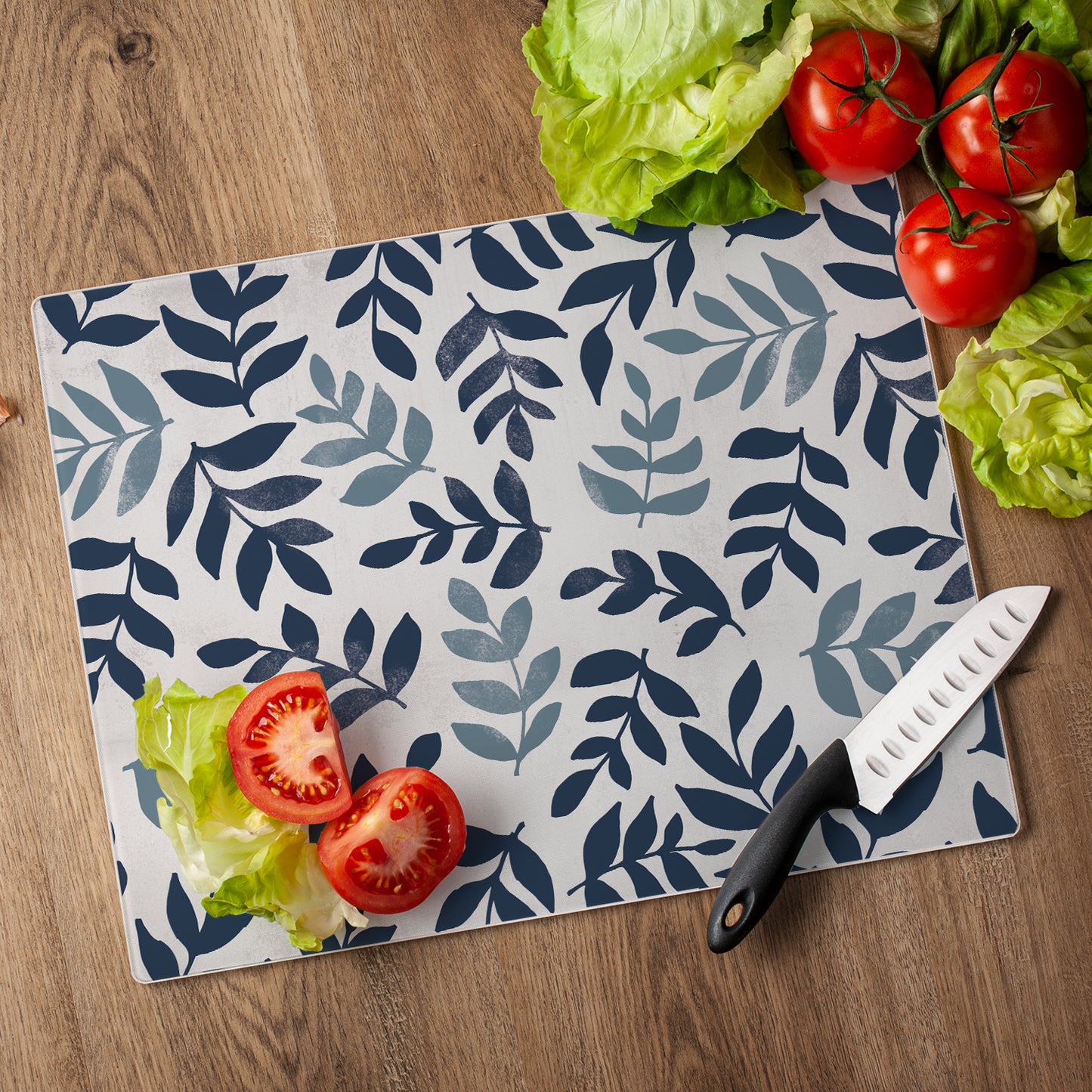 CounterArt Meadow Leaf Floral 3mm Tempered Glass Cutting Board 15” x 12” Manufactured in the USA